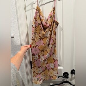 Altar'd State Pink and Brown Floral Mini Dress